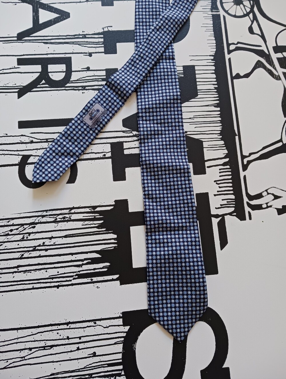 Hermes Cassette Tape Classic Blue Micro-Pattern Men’s Tie, 645870 SA, France
